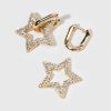 Francesca's Madison Interlock Pave Star Charm Drop Earrings Gold Earrings