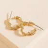 Francesca's Amira Textured Clover Hoop Earrings Gold Earrings