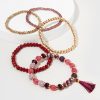 Francesca's Ashley Semi Precious Beaded Bracelet Set Burgundy Bracelets