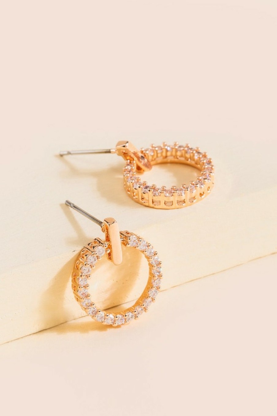 Francesca's Diane Pave Circle Drop Earrings Crystal Earrings