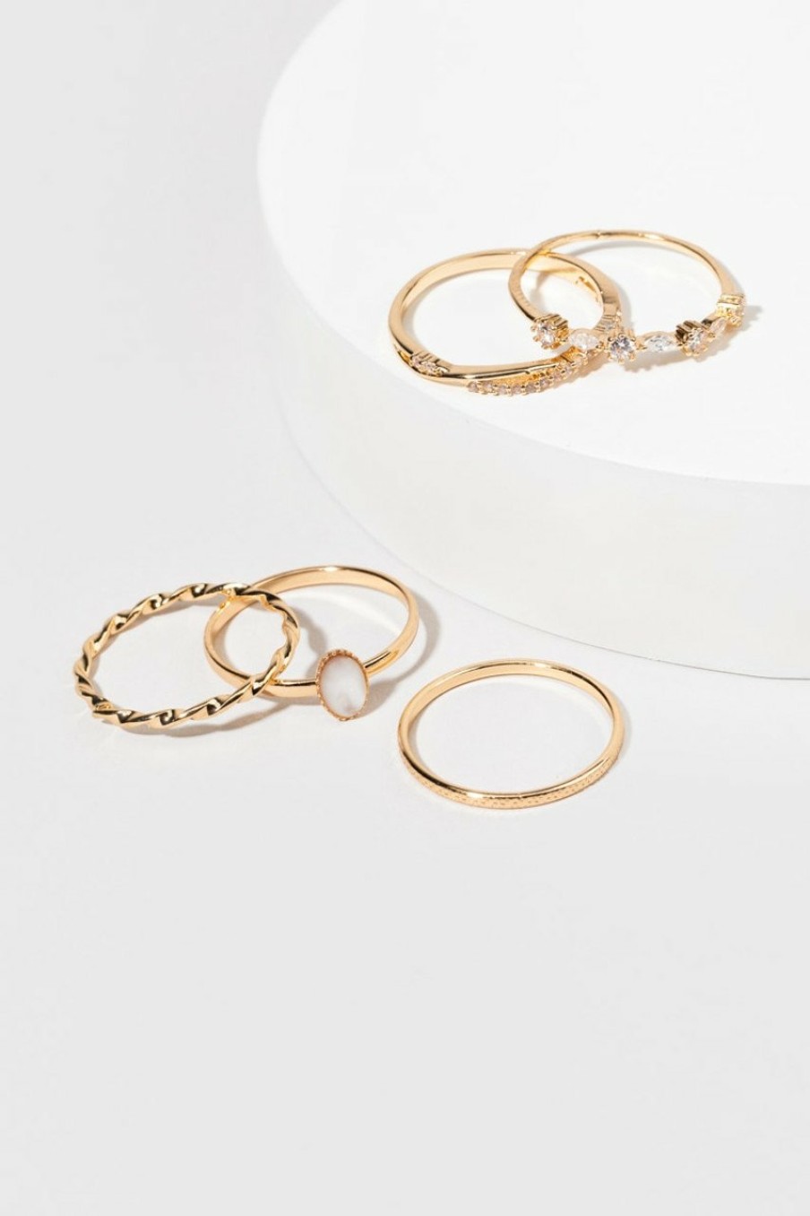 Francesca's Carolyn Golden Ring Set Ivory Rings