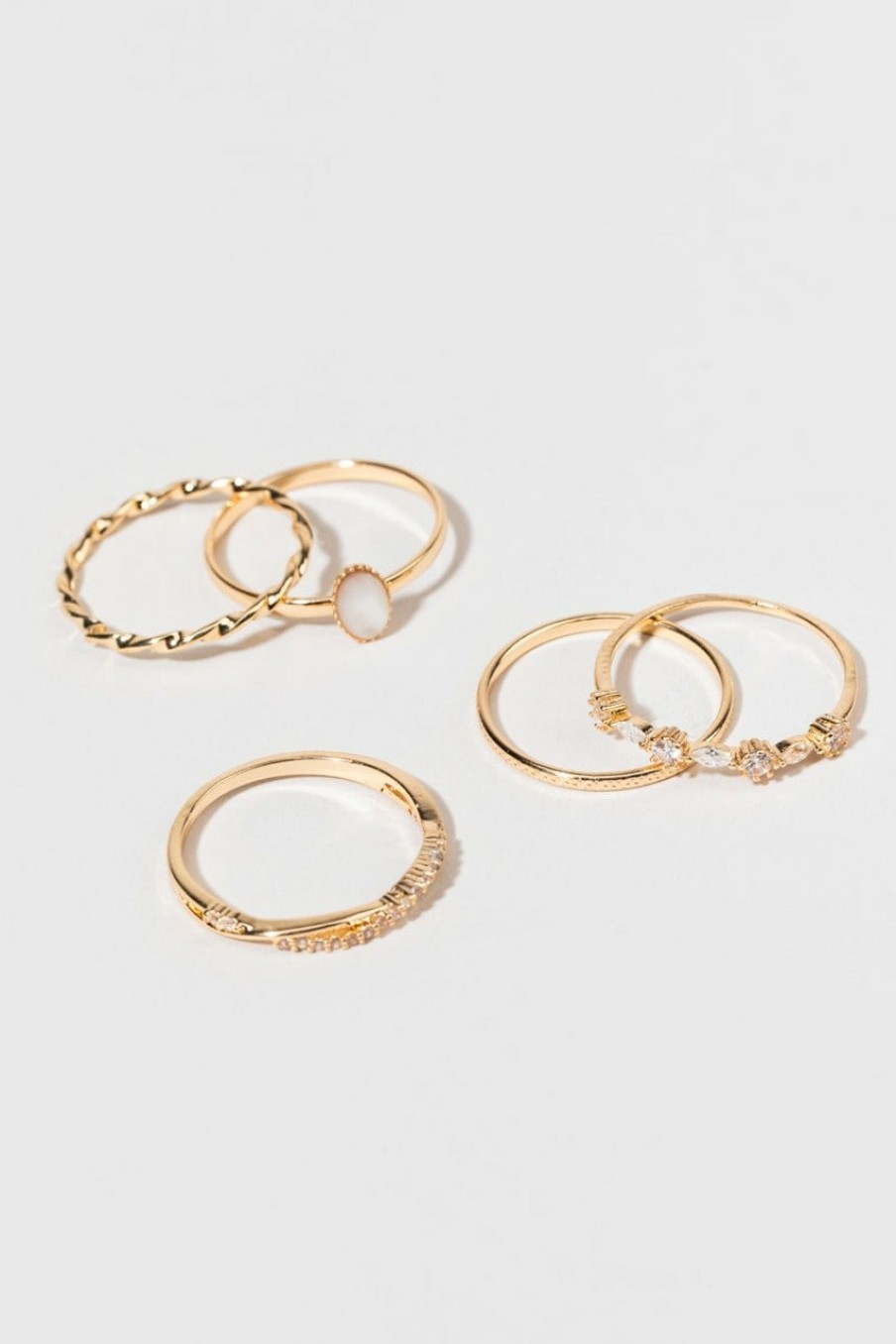 Francesca's Carolyn Golden Ring Set Ivory Rings