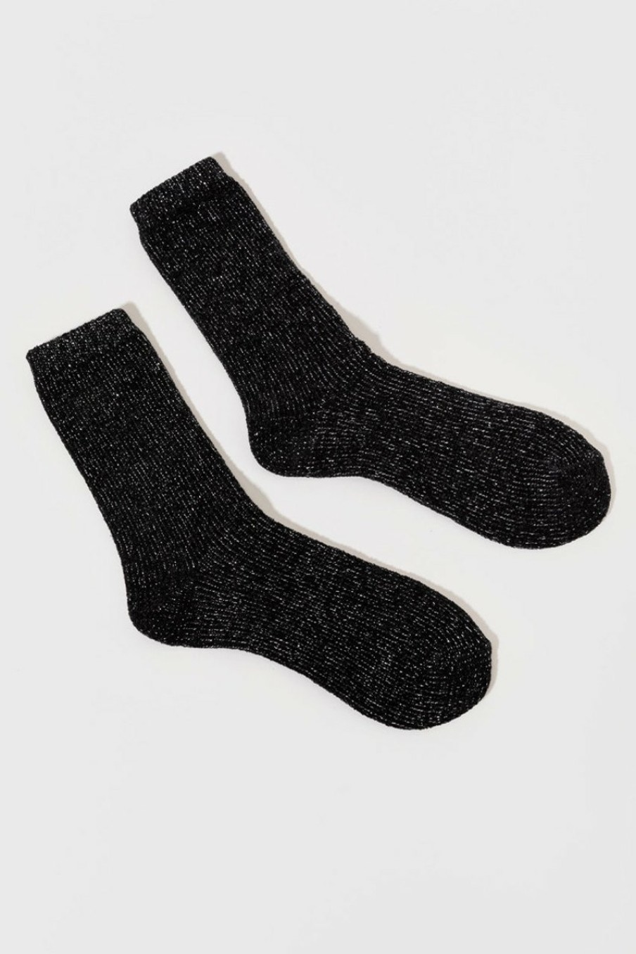 Francesca's Candyce Glitter Crew Socks Black Socks & Tights