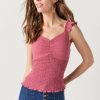 Francesca's Tatiana Crinkle Tank Top Mauve Tops