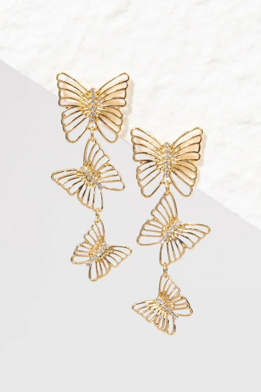 Francesca's Angie Butterfly Drop Earrings Gold Earrings