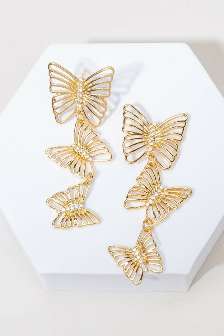 Francesca's Angie Butterfly Drop Earrings Gold Earrings