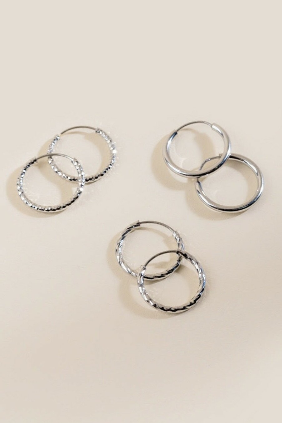 Francesca's Reema Huggie Hoops Set Silver Earrings