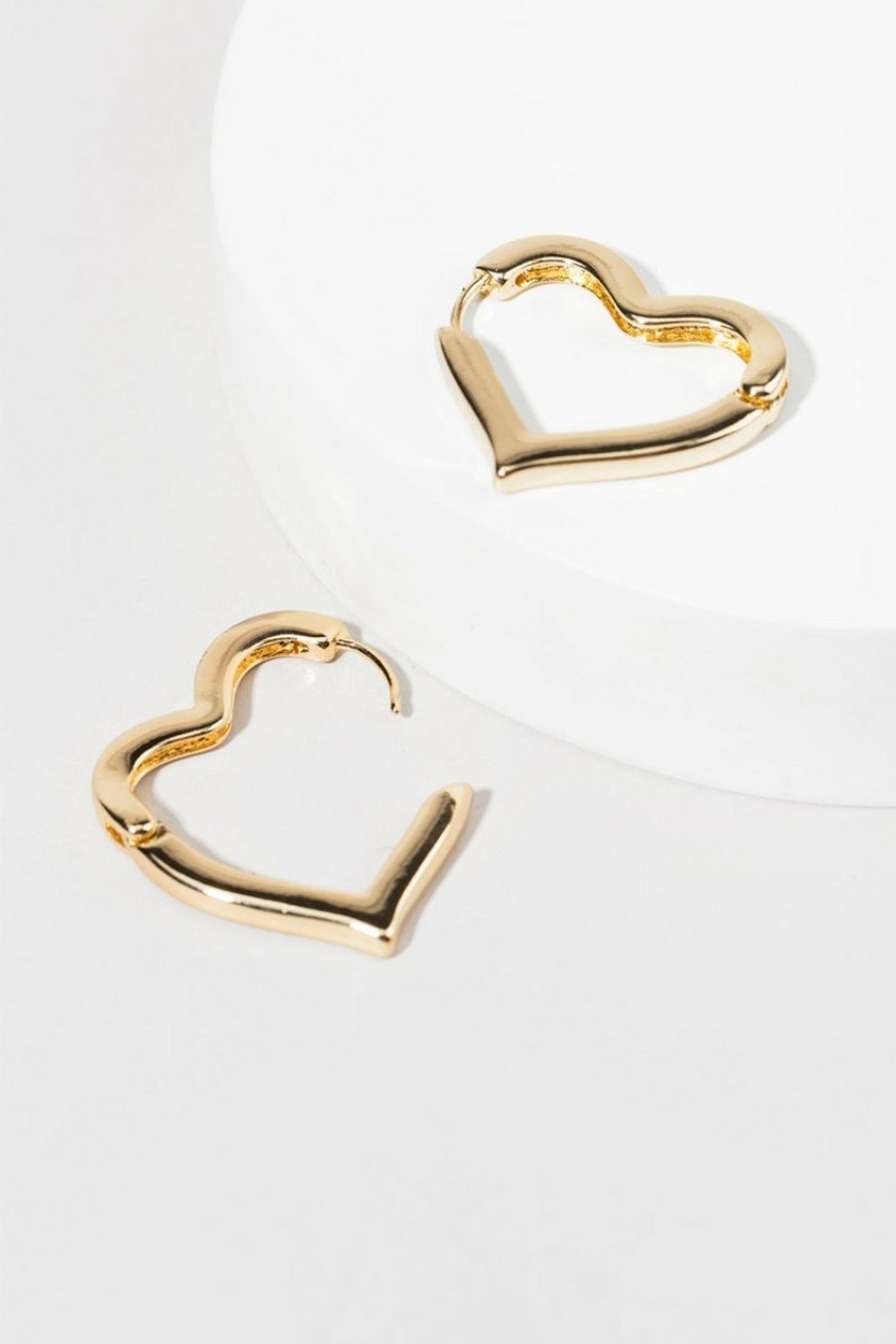 Francesca's Inaya Thick Heart Hinge Hoop Earrings Gold Earrings