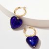 Francesca's Katharyn Glass Heart Charm Earrings Blue Earrings