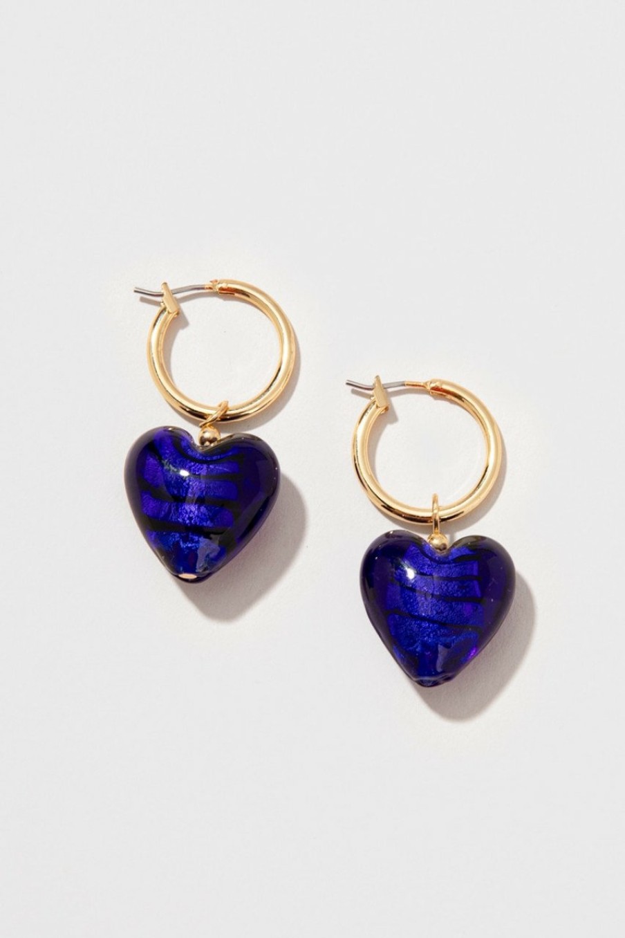 Francesca's Katharyn Glass Heart Charm Earrings Blue Earrings