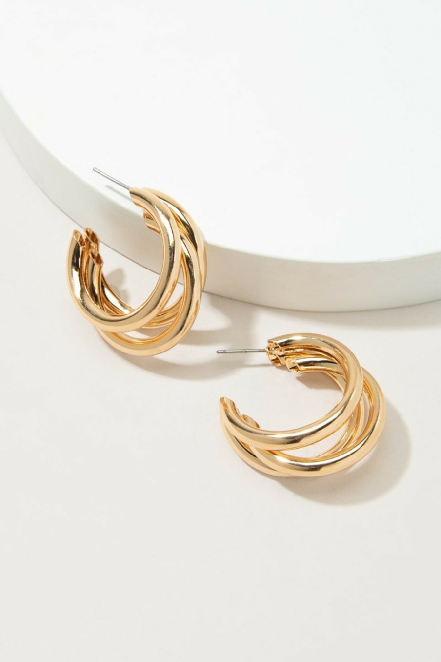 Francesca's Tera Tube Loop Hoop Earrings Gold Earrings