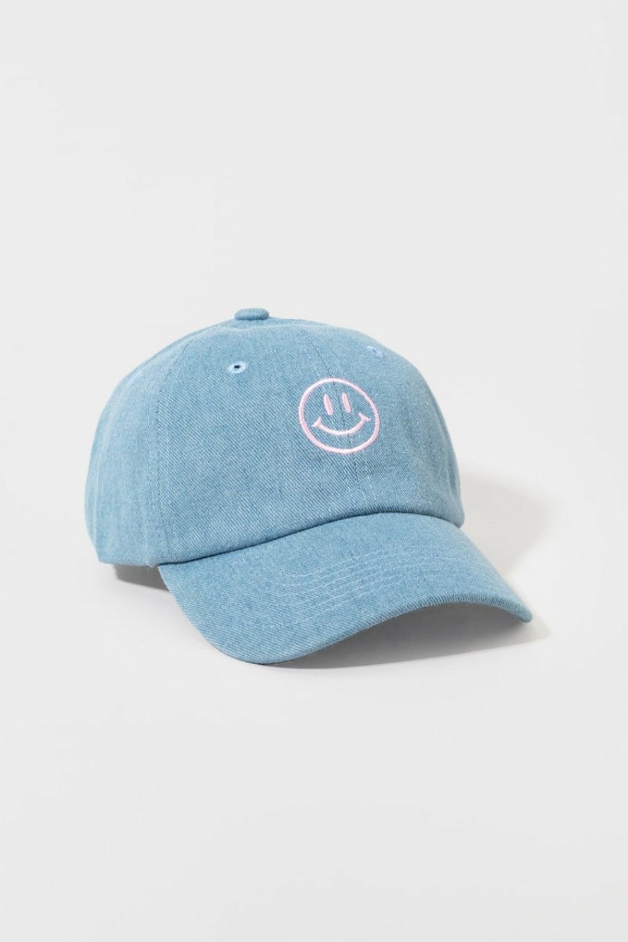 Francesca's Johanna Smiley Baseball Cap Chambray Hats