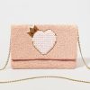 Francesca's Brittany Beaded Crowned Heart Clutch Purse Pink Bags & Wallets