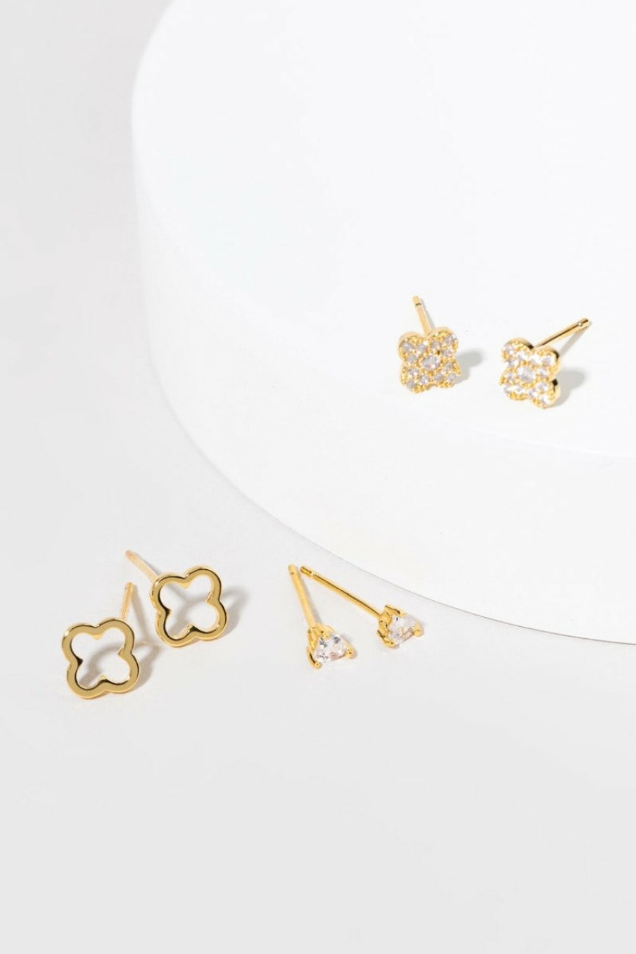 Francesca's Gia Gold And Stud Earring Set Crystal Earrings