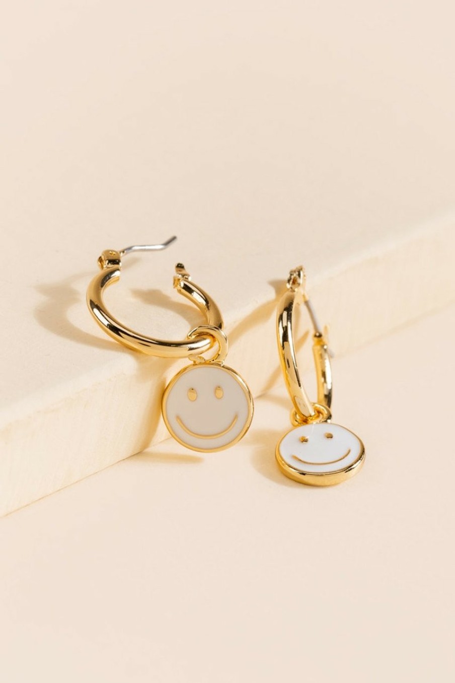 Francesca's Sammie Smile Huggie Hoop Earrings White Earrings