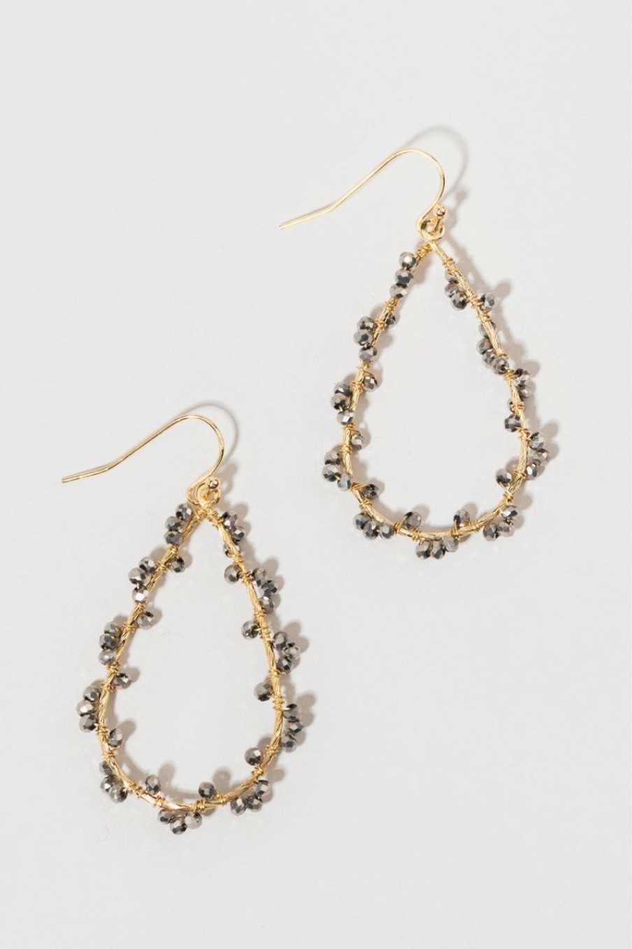 Francesca's Lucy Woven Bead Drop Earrings Gray Earrings