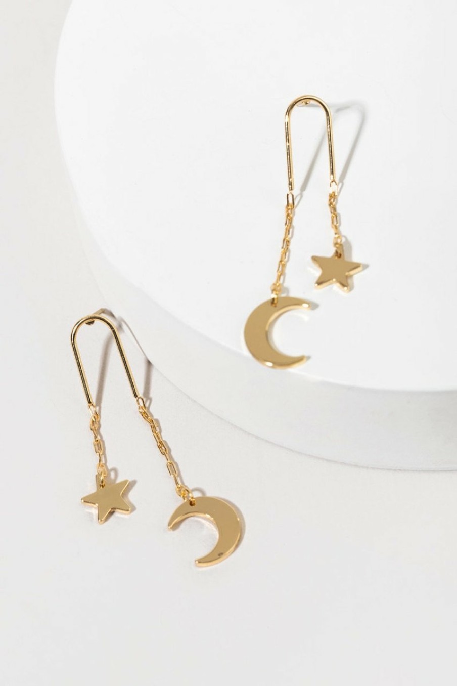 Francesca's Nessa Moon And Stars Dainty Arch Earrings Gold Earrings