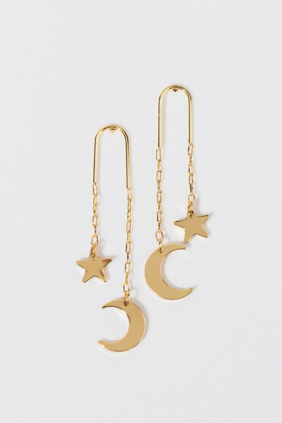 Francesca's Nessa Moon And Stars Dainty Arch Earrings Gold Earrings