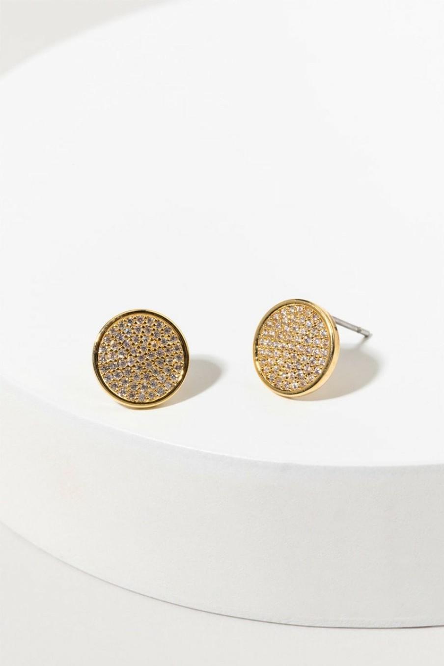 Francesca's Casiane Pave Cz Disc Stud Earrings Crystal Earrings