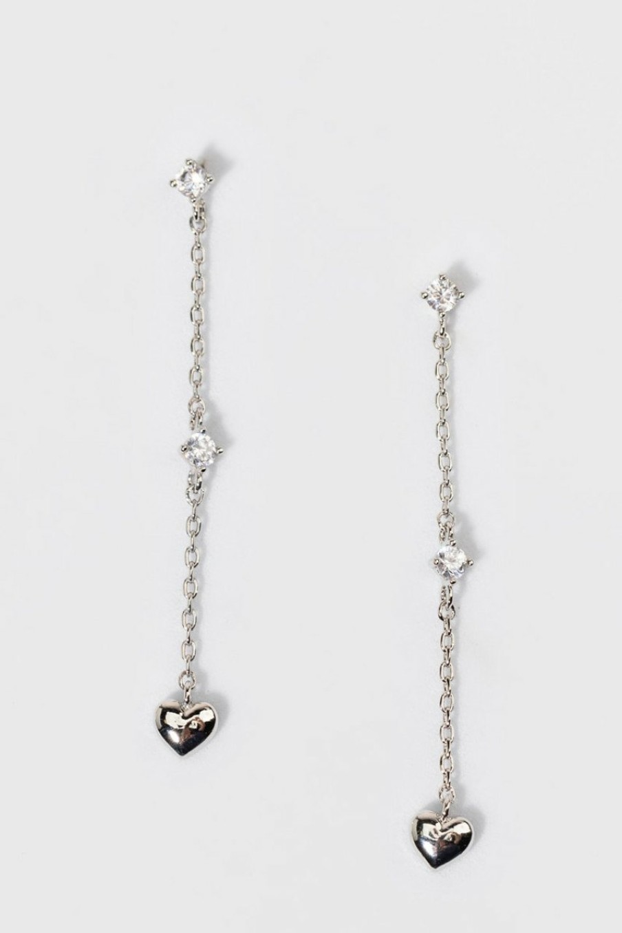 Francesca's Cindy Delicate Heart Linear Earrings Silver Earrings