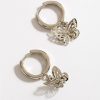 Francesca's Isabella Butterfly Huggie Hoops Silver Earrings