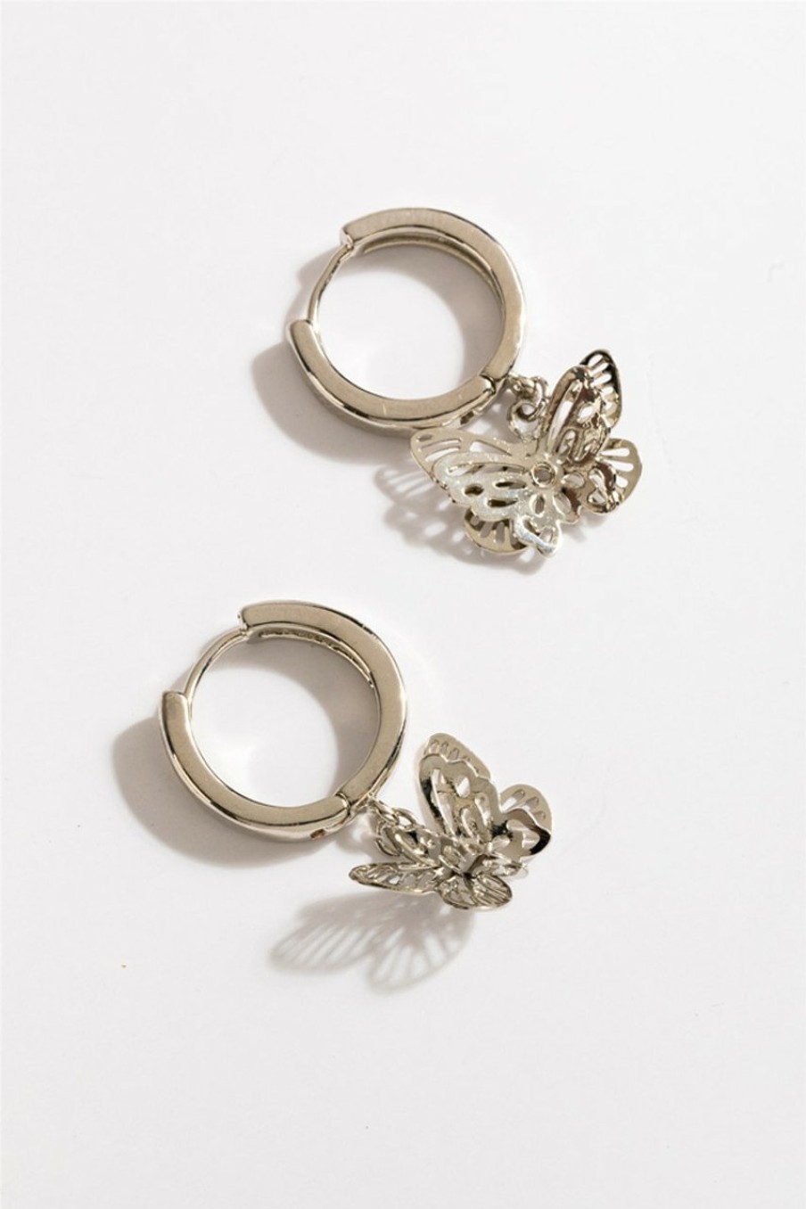 Francesca's Isabella Butterfly Huggie Hoops Silver Earrings