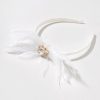 Francesca's Haylie Feather White Headband Ivory Hair