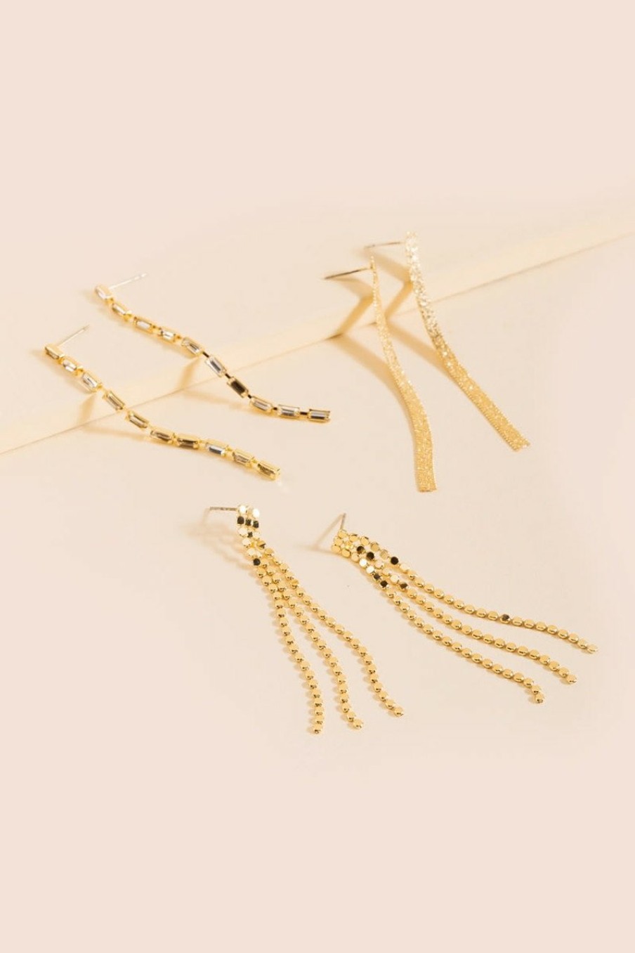 Francesca's Jada Linear Baguette Earring Set Gold Earrings