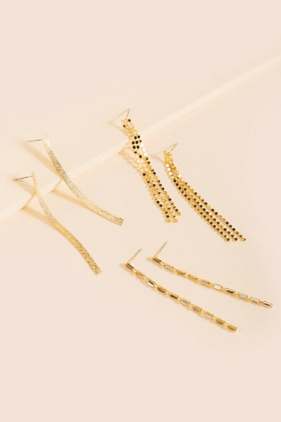 Francesca's Jada Linear Baguette Earring Set Gold Earrings