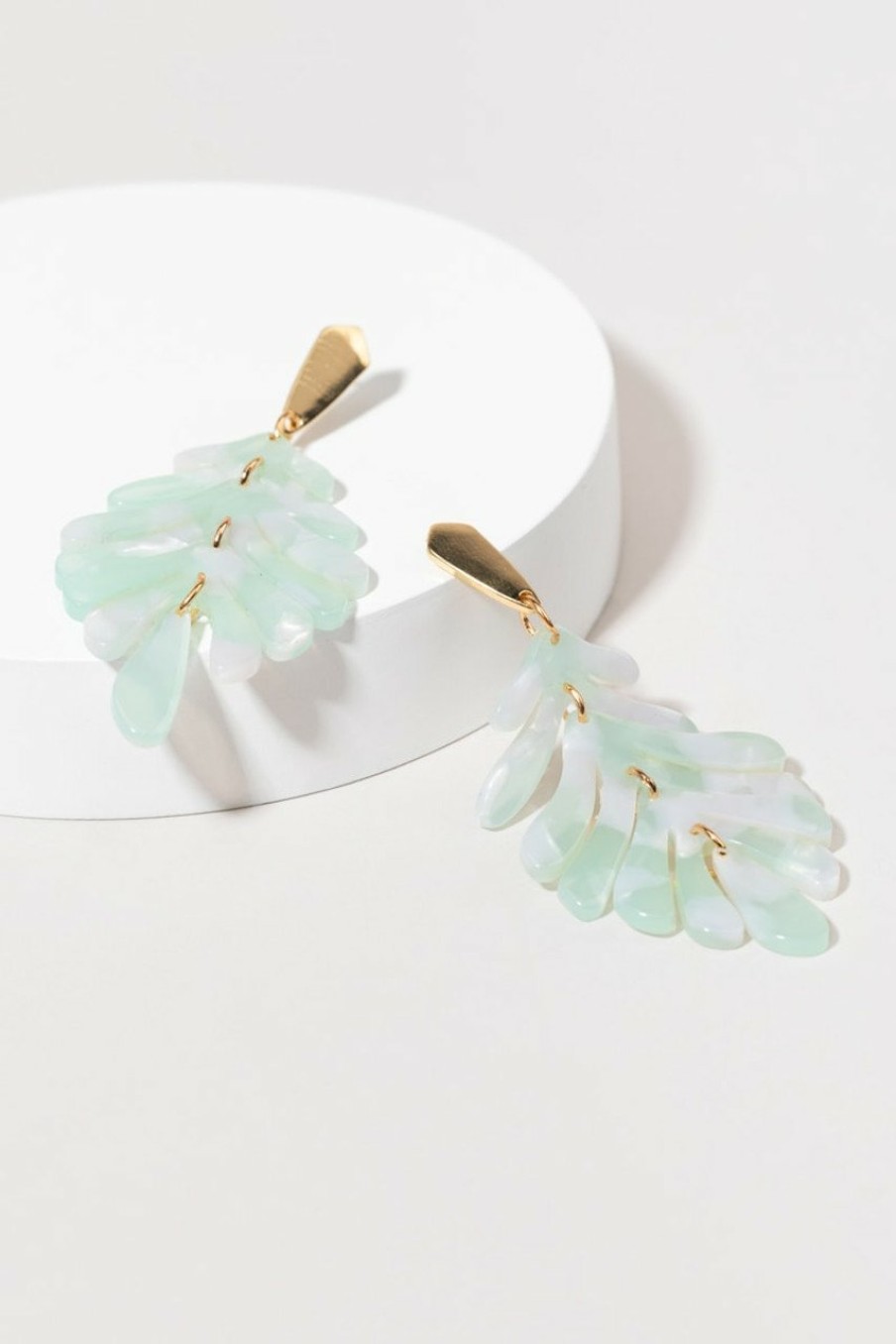 Francesca's Lola Resin Feather Drop Earrings Mint Earrings