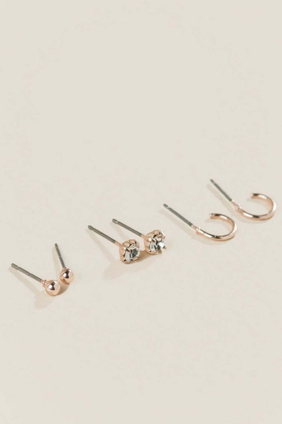 Francesca's Alexie Cz Studs Set In Rose Gold Earrings