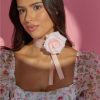 Francesca's Luxe Rosette Ribbon Choker Pink Necklaces