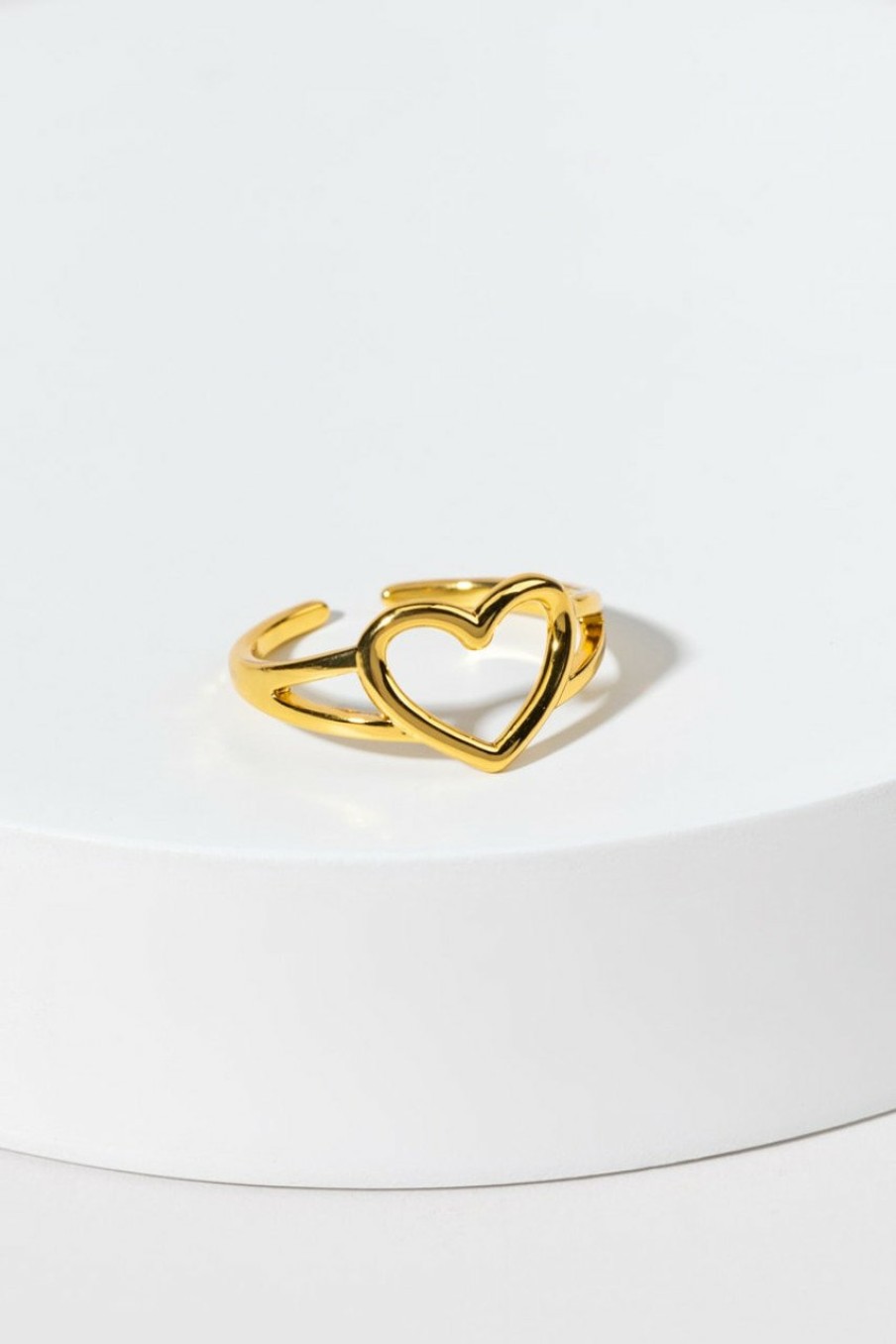 Francesca's Lillie Open Heart Adjustable Ring Gold Rings