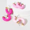 Francesca's Nora Raffia Hoop Earring Set Pink Earrings