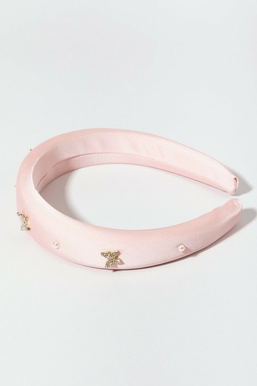 Francesca's Mattie Padded Pink Butterfly Headband Blush Hair