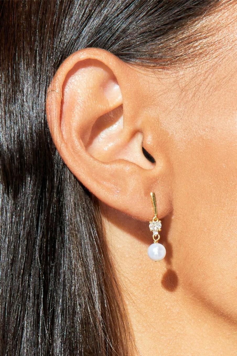 Francesca's Demi-Fine Plated Pearl Cz Drop Earrings Gold Earrings