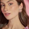 Francesca's Luxe Large Crystal Flower Stud Earrings Iridescent Earrings