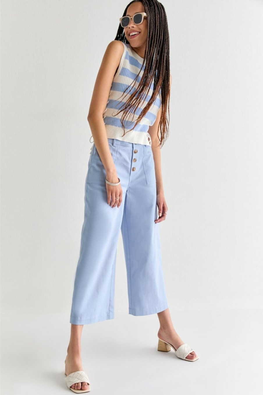 Francesca's Alissa Button Front Pants Pants