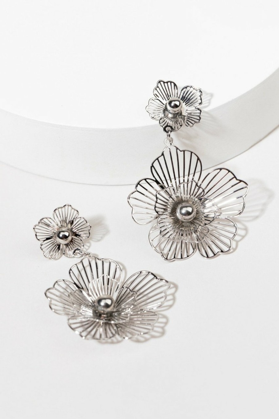 Francesca's Lillia Filigree Flower Earrings Silver Earrings