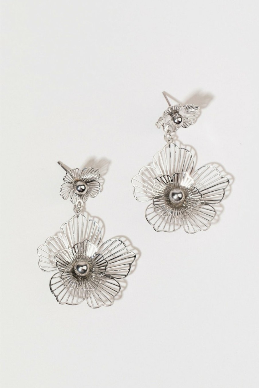 Francesca's Lillia Filigree Flower Earrings Silver Earrings