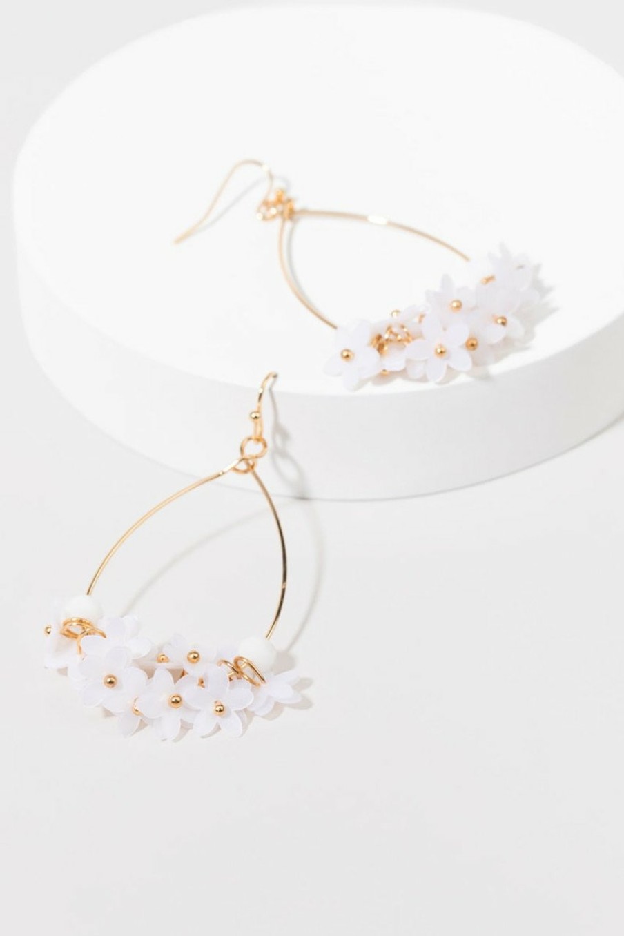 Francesca's Nell Beaded Flower Drop Earrings Ivory Earrings