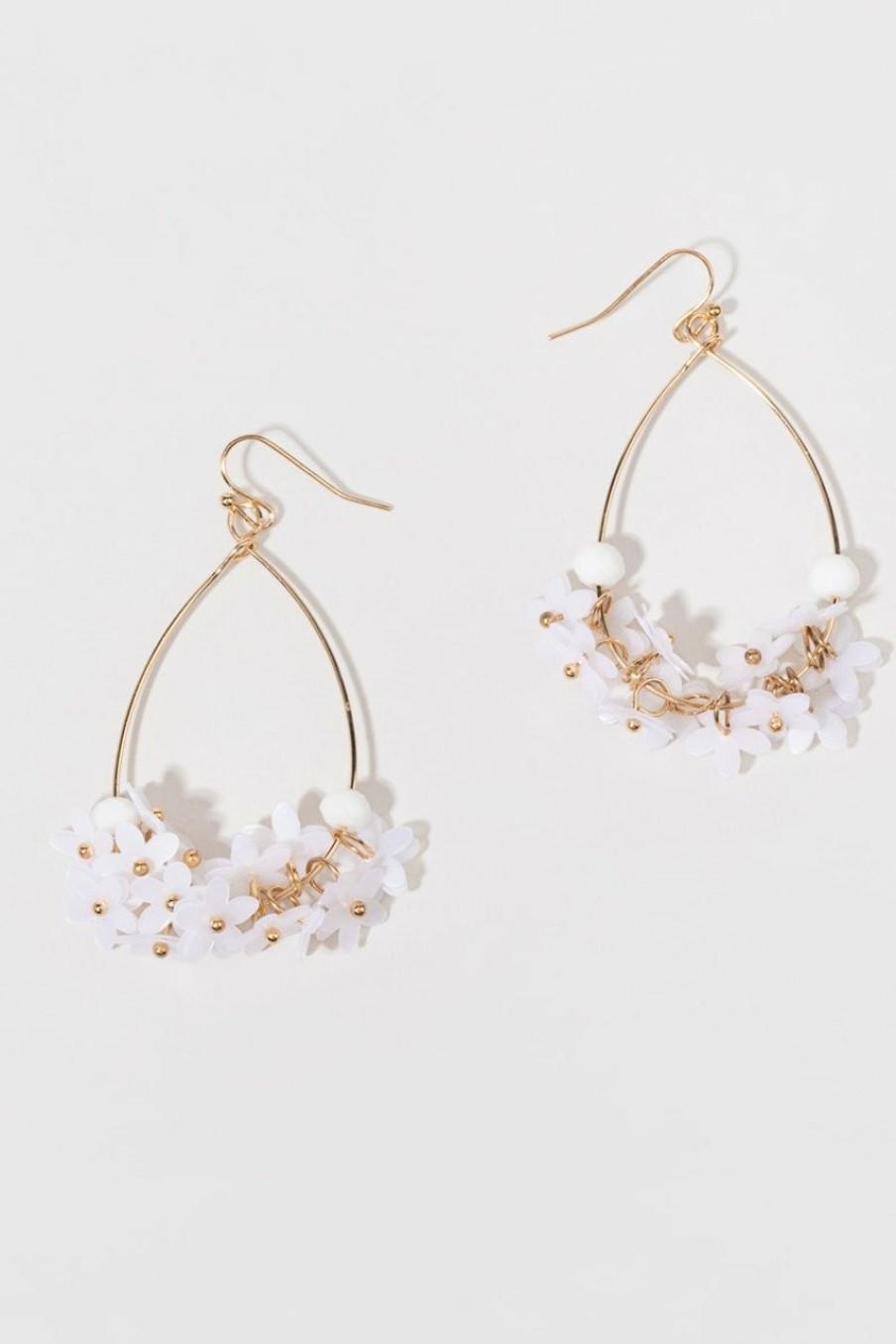 Francesca's Nell Beaded Flower Drop Earrings Ivory Earrings