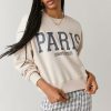 Francesca's Eve Paris Sweatshirt Taupe Tops