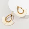 Francesca's Erica Bead Raffia Fan Drop Earrings Ivory Earrings