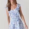 Francesca's Elianna Floral Flutter Dress White Dresses