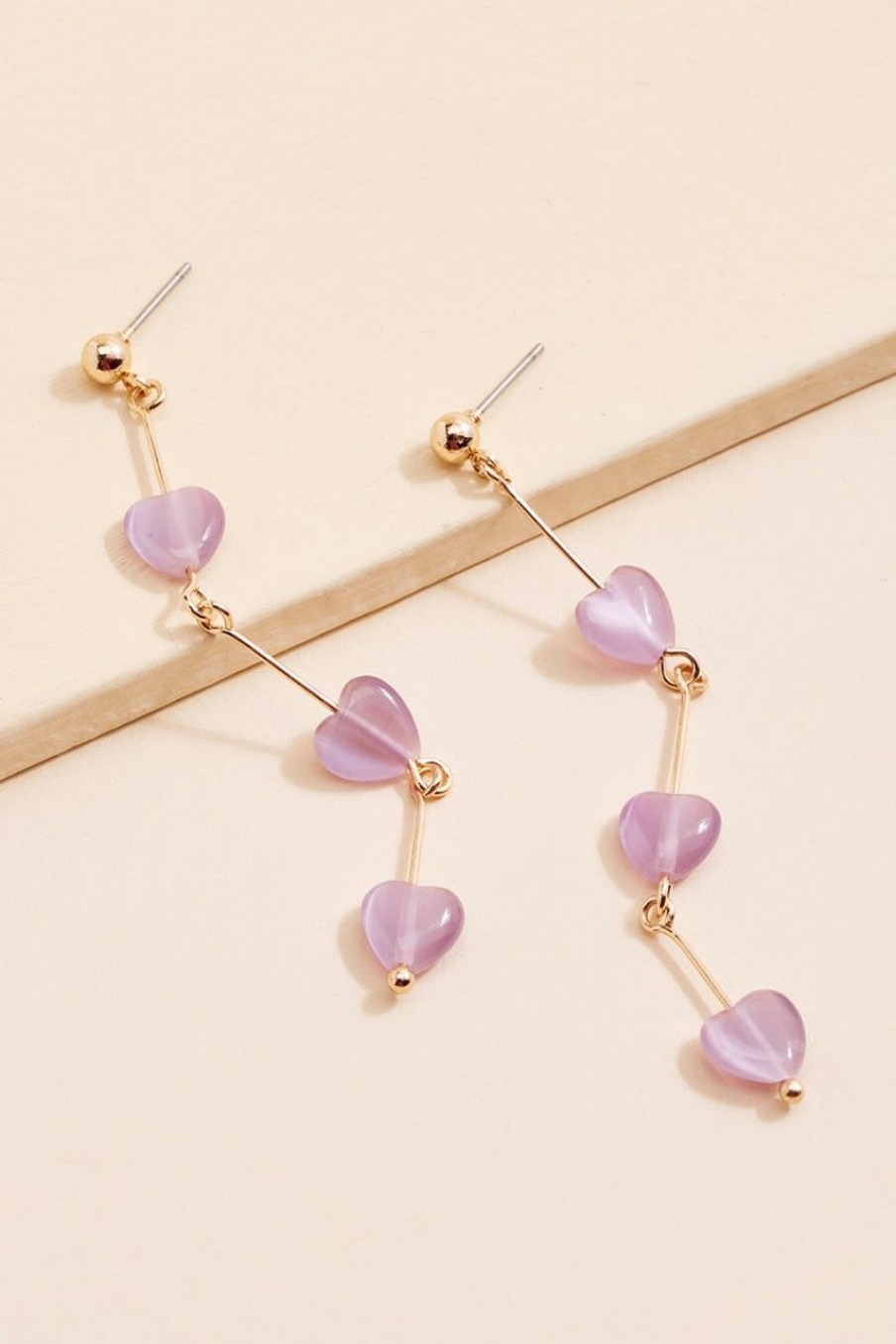 Francesca's Callie Cats Eye Heart Drop Earrings Purple Earrings