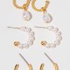 Francesca's Floretta Pearl Charm Earrings Set Gold Earrings