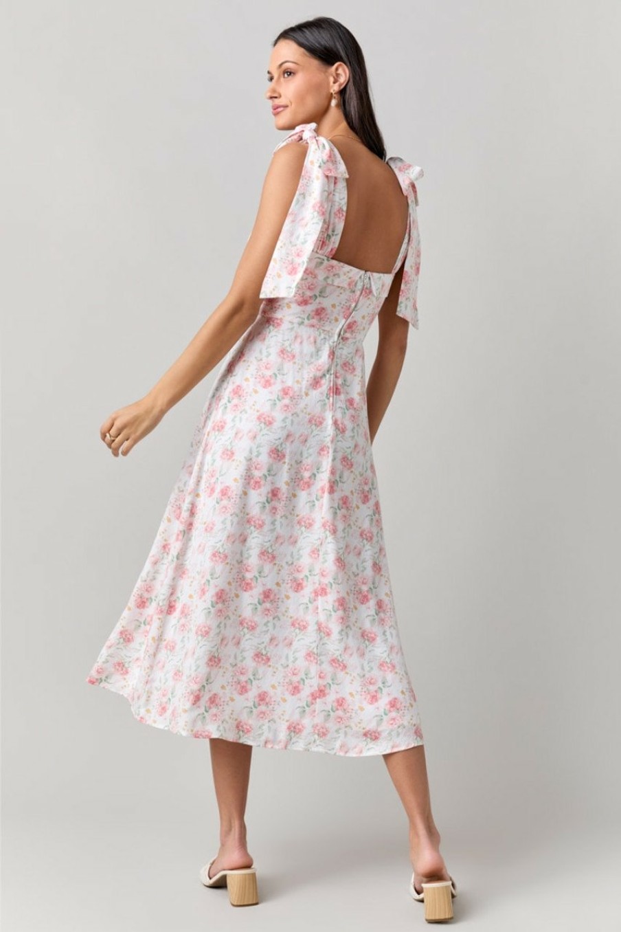 Francesca's Ginnie Floral Strap Dress White Dresses