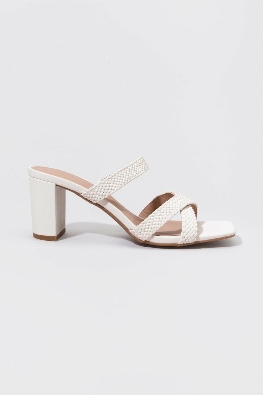 Francesca's Kensie Kate Braided Cross Weave Heels Ivory Heels