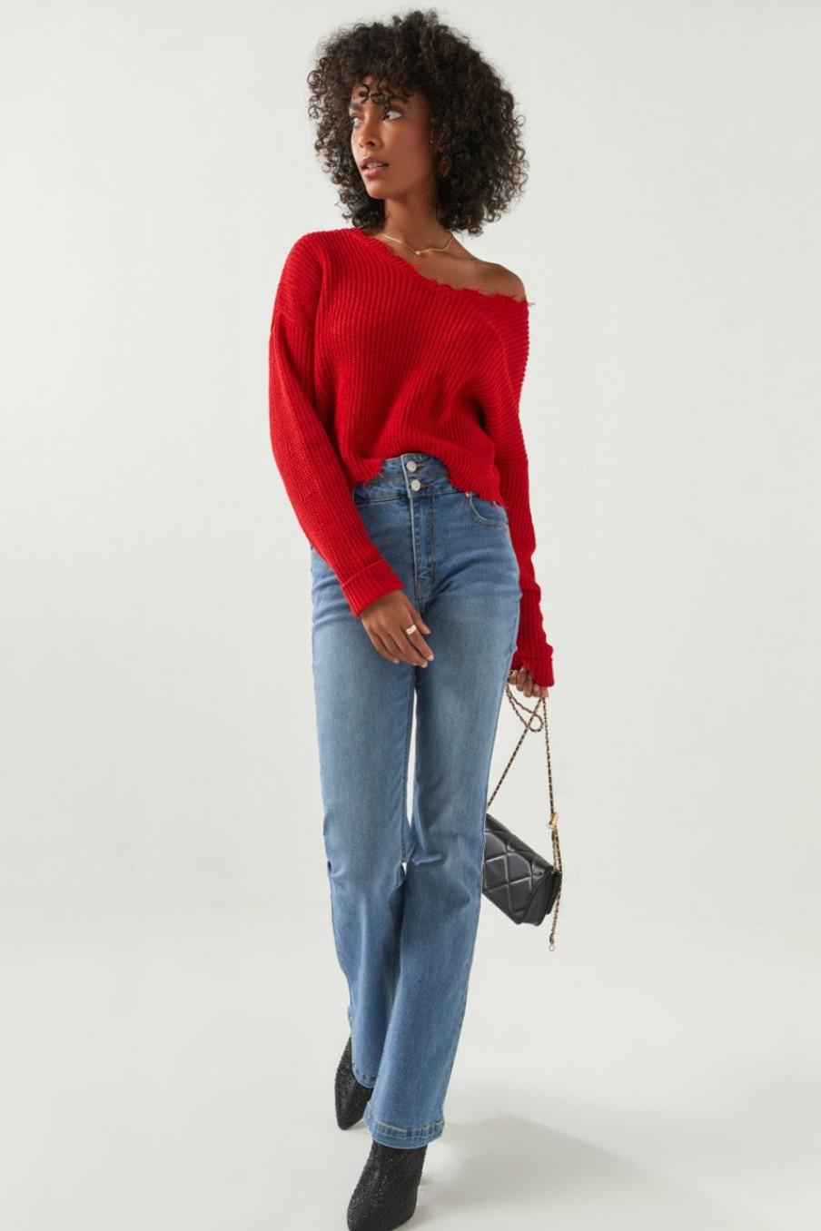 Francesca's Teresa Chenille Hem Pullover Tops